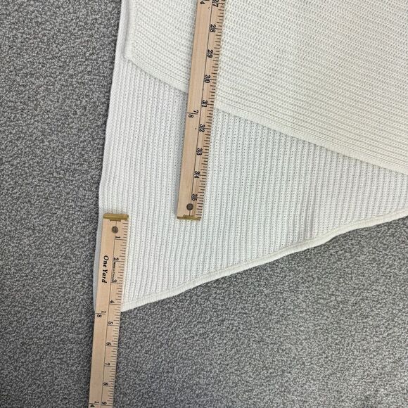 Express Ribbed Asymmetrical Hem Split Side Long Sweater Cream Large Turtle Neck - Picture 13 of 14